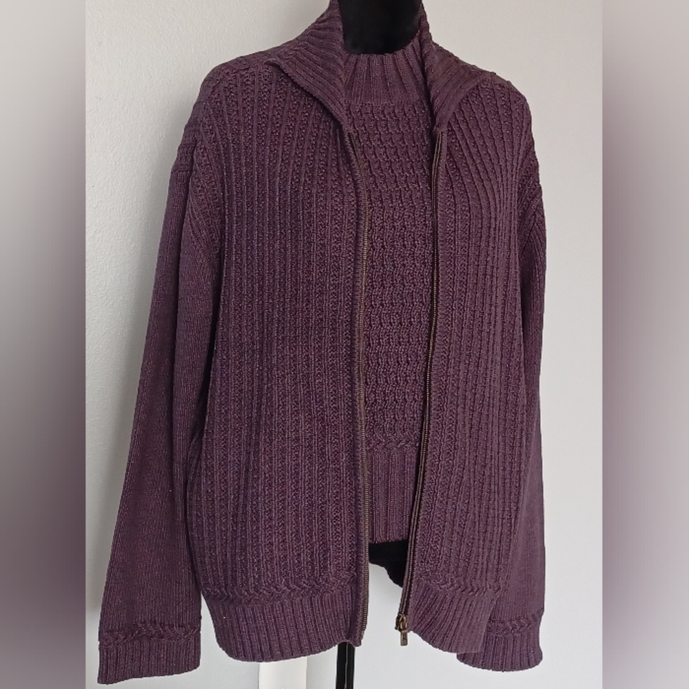 Tommy Bahama zip front sweater and matching tank cowl neck tank